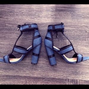 RESELL Denim & Leather Stacked Heel